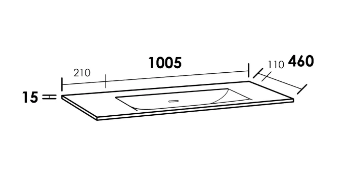 Sanituba Nature Badmeubel 100cm Mat Zwart Met Wastafel Furiosa Mat Wit Geen Kraangaten - Afbeelding 6