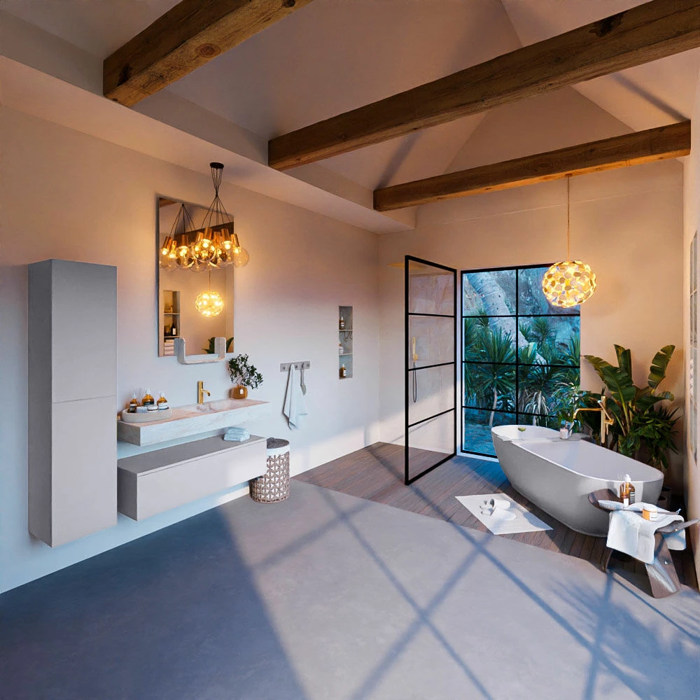 Mondiaz Alan DLux Badmeubel 110cm Cale 1 Lade Met Wastafel Frappe Rechts 1 Kraangat - Afbeelding 3