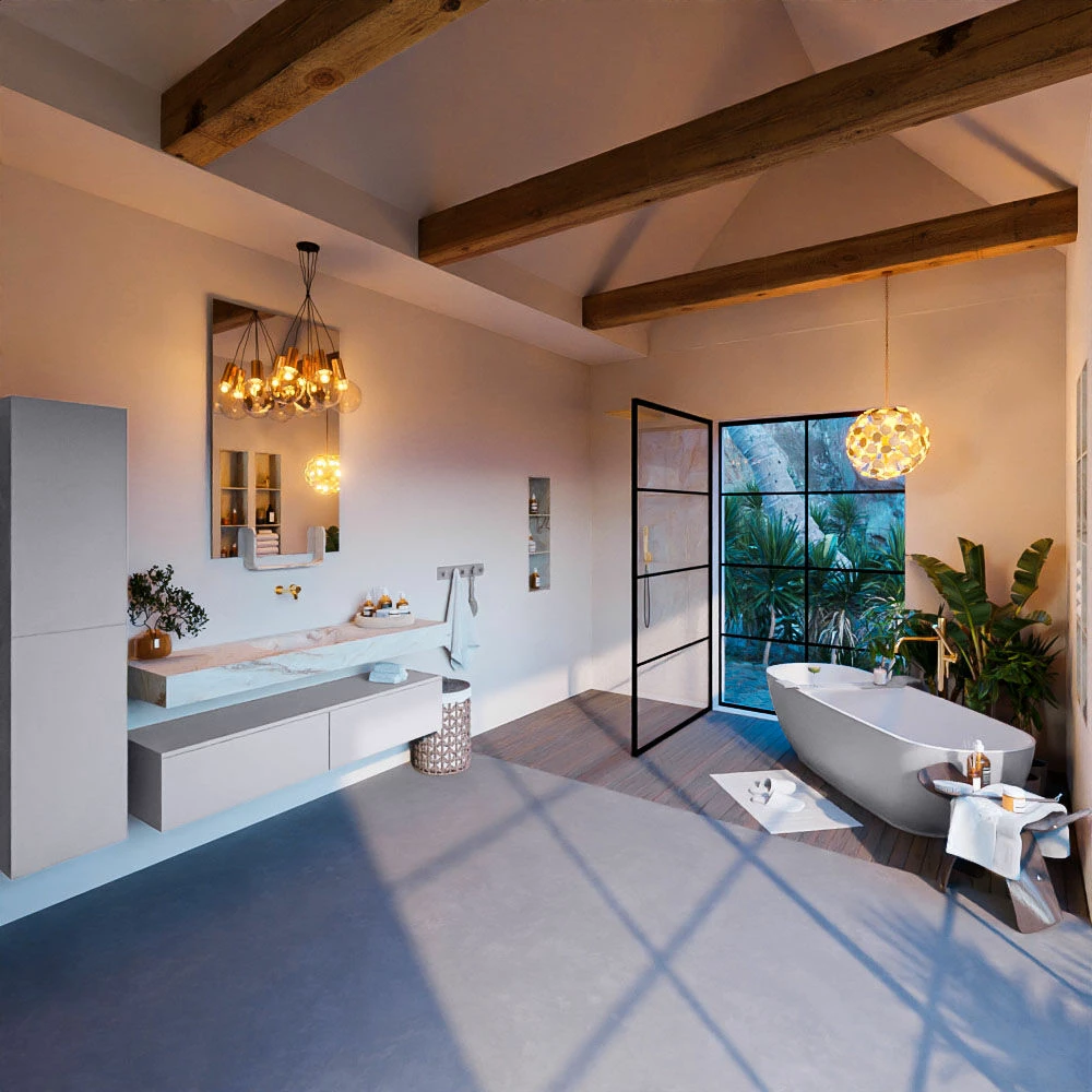 Mondiaz Alan DLux Badmeubel 150cm Cale 2 Lades Met Wastafel Frappe Midden Zonder Kraangat - Afbeelding 3