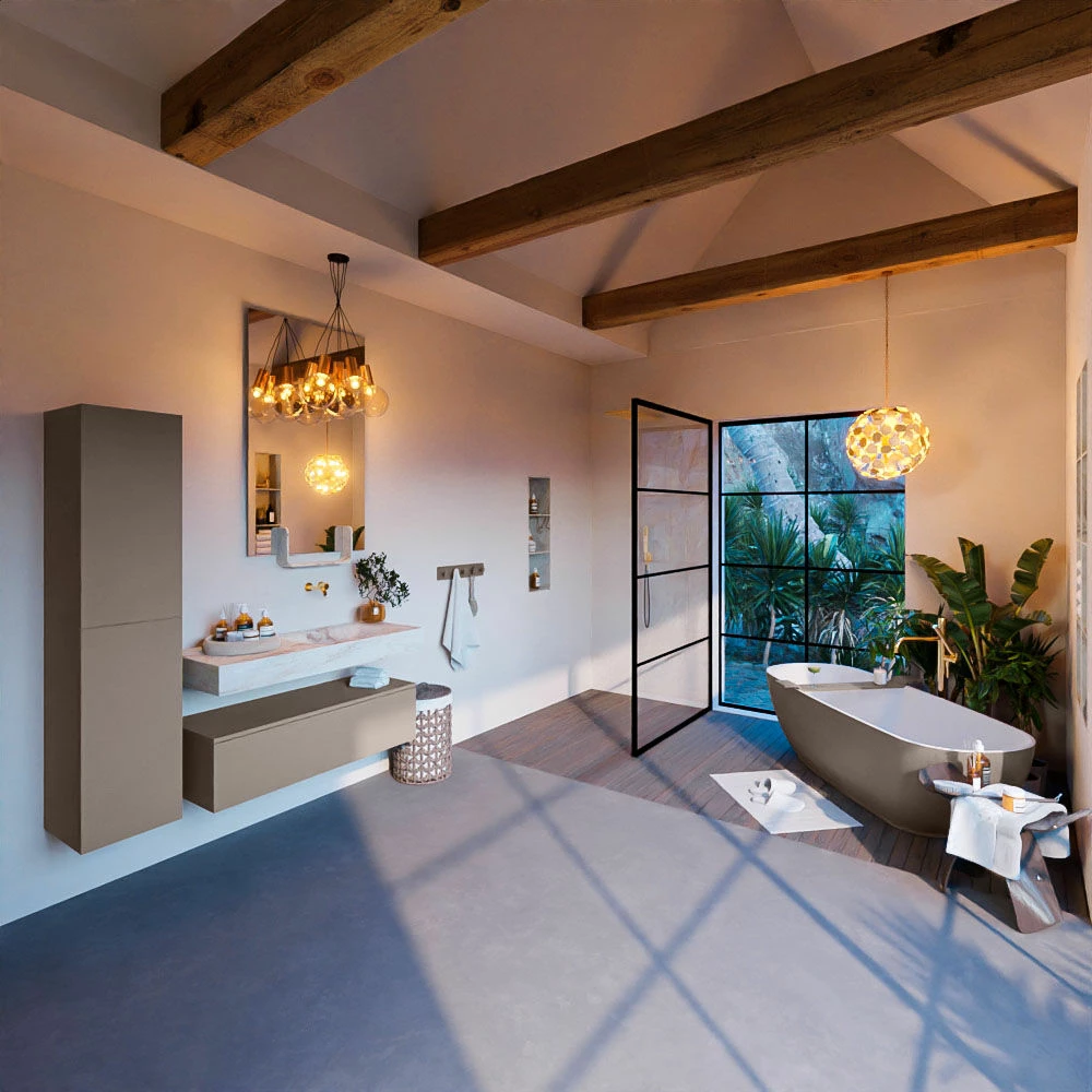 Mondiaz Alan DLux Badmeubel 110cm Smoke 1 Lade Met Wastafel Frappe Rechts Zonder Kraangat - Afbeelding 3