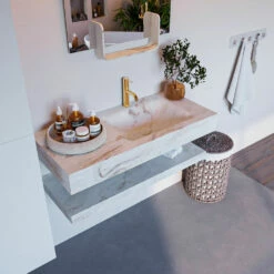 Mondiaz Alan DLux Planchet 100cm Met Wastafel Rechts 1 Kraangat Frappe