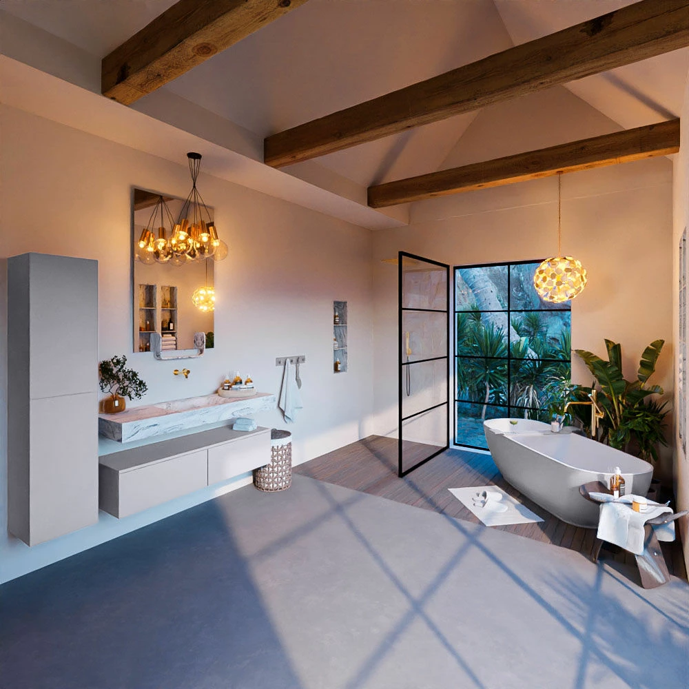 Mondiaz Alan DLux Badmeubel 130cm Cale 2 Lades Met Wastafel Glace Midden Zonder Kraangat - Afbeelding 3