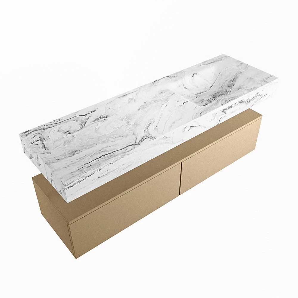 Mondiaz Alan DLux Badmeubel 150cm Oro 2 Lades Met Wastafel Glace Rechts 1 Kraangat - Afbeelding 5