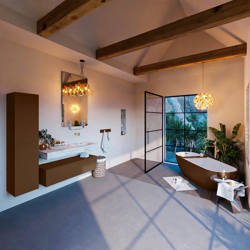 Mondiaz Alan DLux Badmeubel 120cm Rust 1 Lade Met Wastafel Glace Rechts Zonder Kraangat - Afbeelding 3