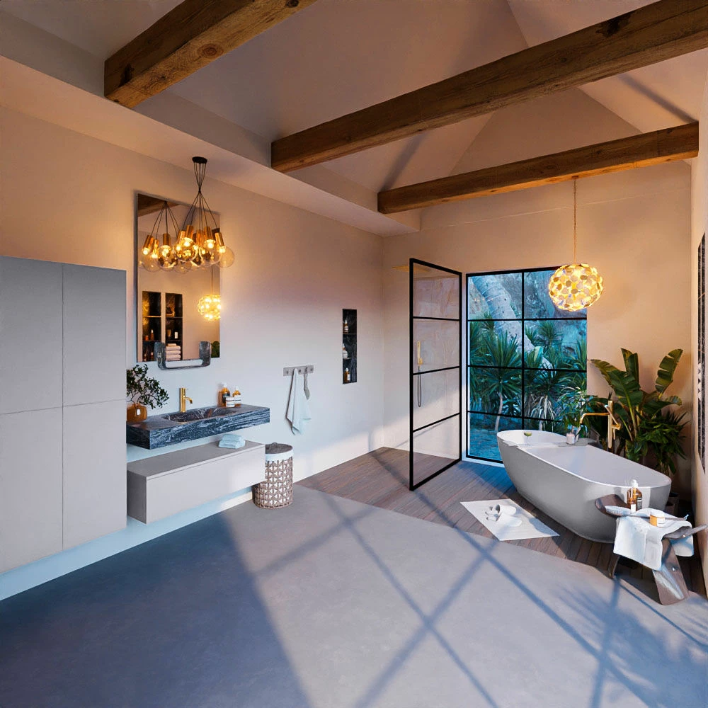 Mondiaz Alan DLux Badmeubel 100cm Cale 1 Lade Met Wastafel Lava Midden 1 Kraangat - Afbeelding 3