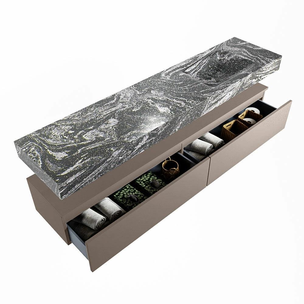 Mondiaz Alan DLux Badmeubel 200cm Smoke 2 Lades Met Wastafel Lava Rechts Zonder Kraangat - Afbeelding 6