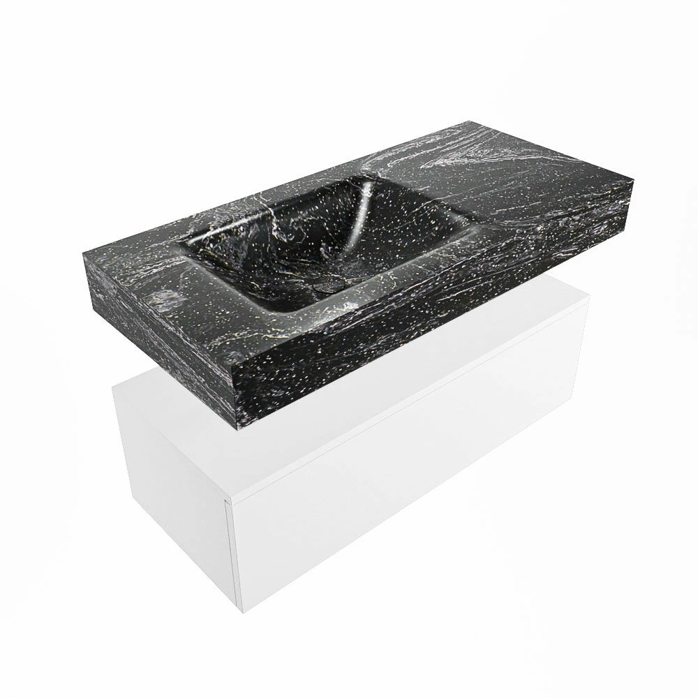 Mondiaz Alan DLux Badmeubel 100cm Talc 1 Lade Met Wastafel Lava Links Zonder Kraangat - Afbeelding 5