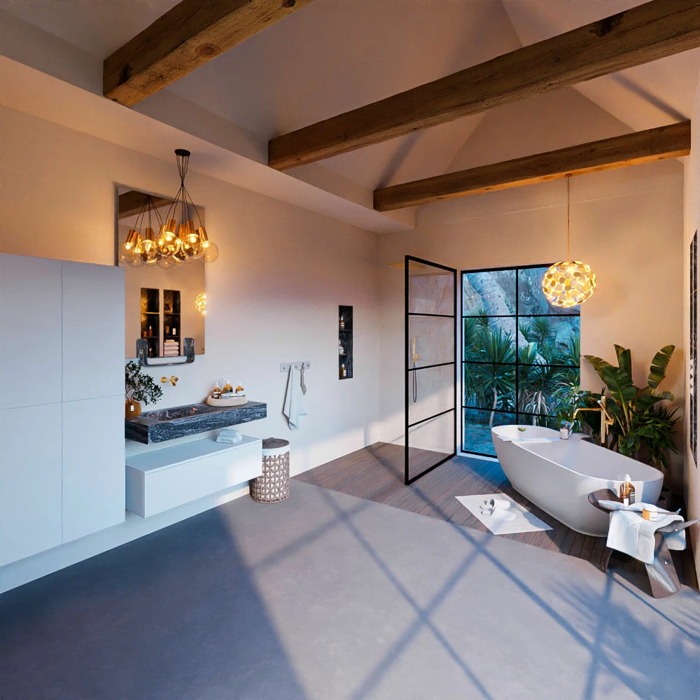 Mondiaz Alan DLux Badmeubel 100cm Talc 1 Lade Met Wastafel Lava Links Zonder Kraangat - Afbeelding 3