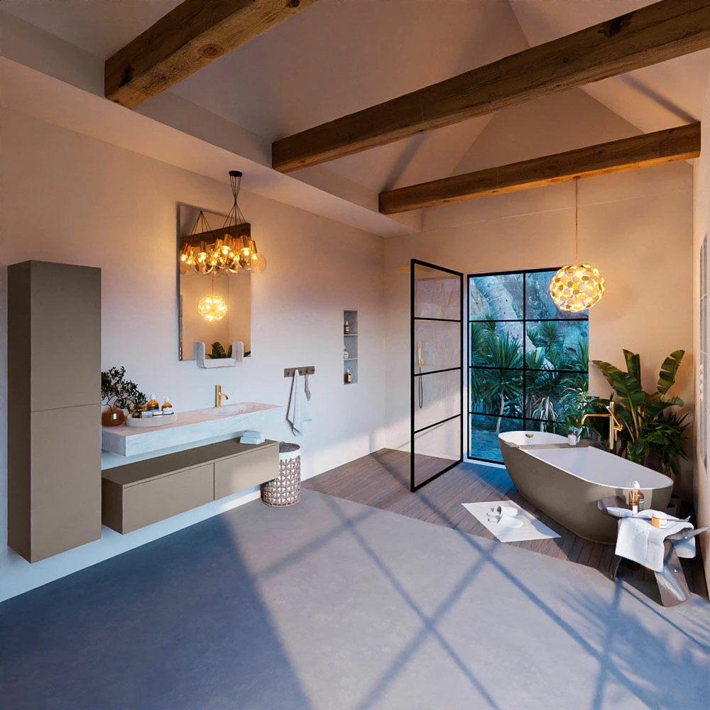 Mondiaz Alan DLux Badmeubel 130cm Smoke 2 Lades Met Wastafel Opalo Rechts 1 Kraangat - Afbeelding 3