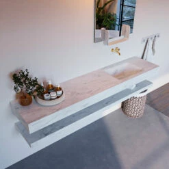 Mondiaz Alan DLux Planchet 200cm Met Wastafel Rechts Zonder Kraangat Opalo