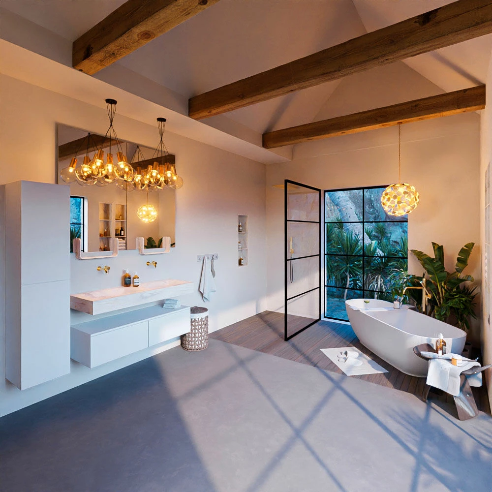 Mondiaz Alan DLux Badmeubel 120cm Talc 2 Lades Met Wastafel Ostra Dubbel Zonder Kraangat - Afbeelding 3