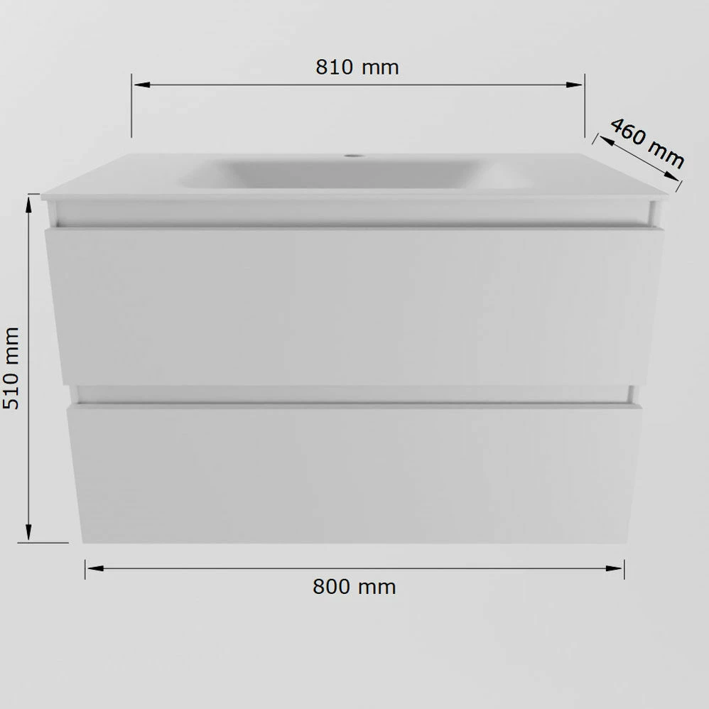 Mondiaz Aivy Badmeubel 80cm Urban Met Wastafel Solid Surface Talc Midden Zonder Kraangat En Spiegel - Afbeelding 5