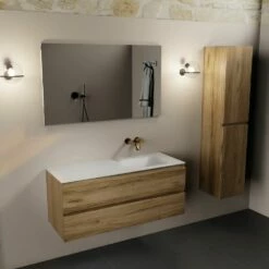 Mondiaz Aivy Badmeubel 120cm Chai Met Wastafel Solid Surface Talc Rechts Zonder Kraangat En Spiegel