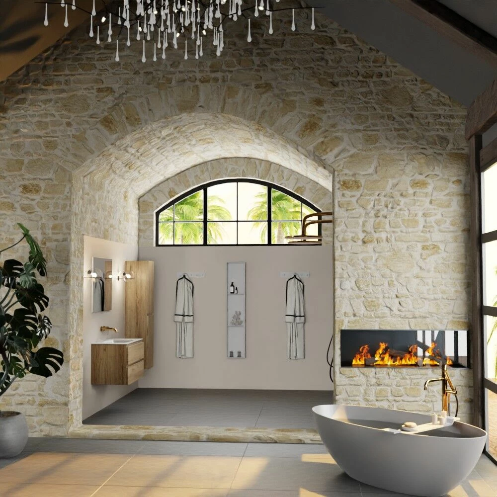 Mondiaz Aivy Badmeubel 80cm Chai Met Wastafel Solid Surface Talc Midden Zonder Kraangat En Spiegel - Afbeelding 4