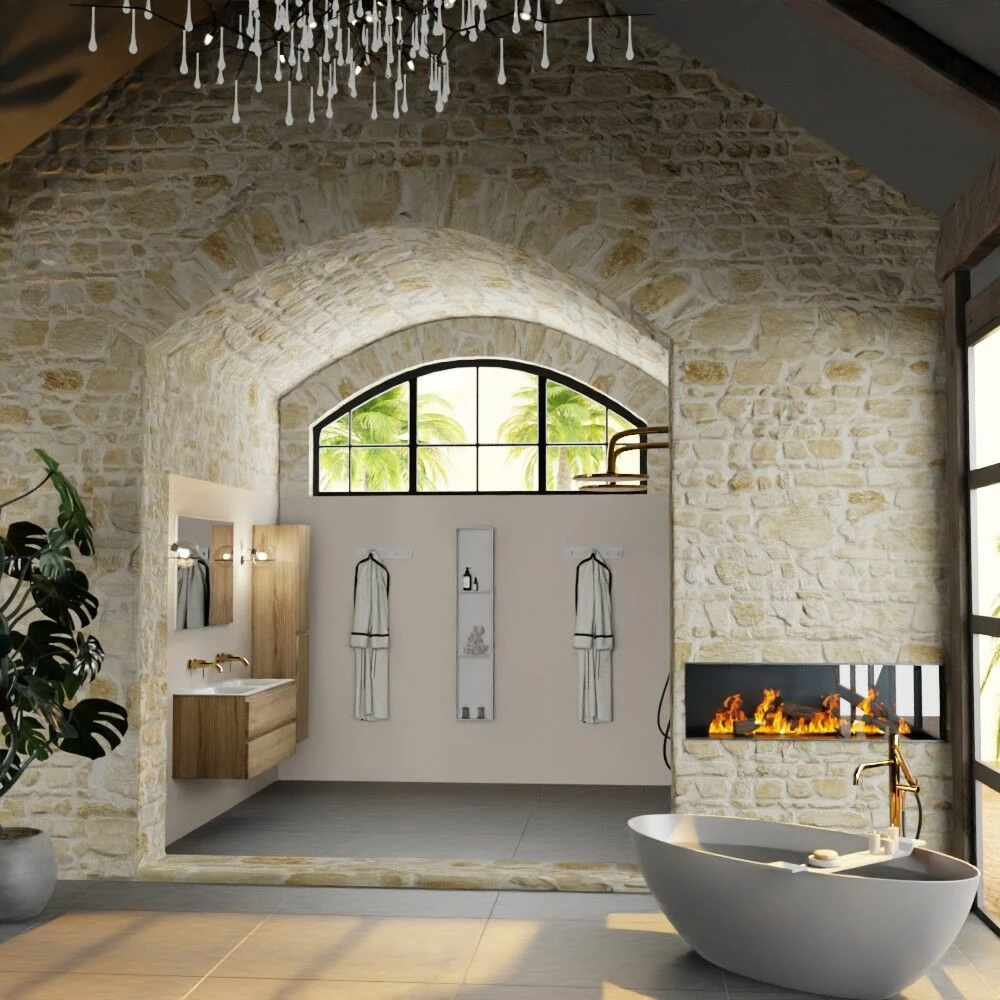 Mondiaz Aivy Badmeubel 120cm Chai Met Wastafel Solid Surface Talc Dubbel Zonder Kraangat En Spiegel - Afbeelding 4