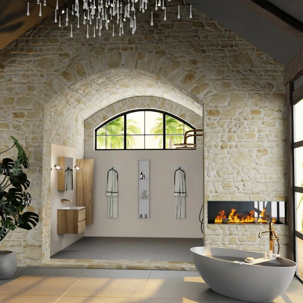 Mondiaz Aivy Badmeubel 60cm Chai Met Wastafel Solid Surface Talc Midden Zonder Kraangat En Spiegelkast - Afbeelding 4