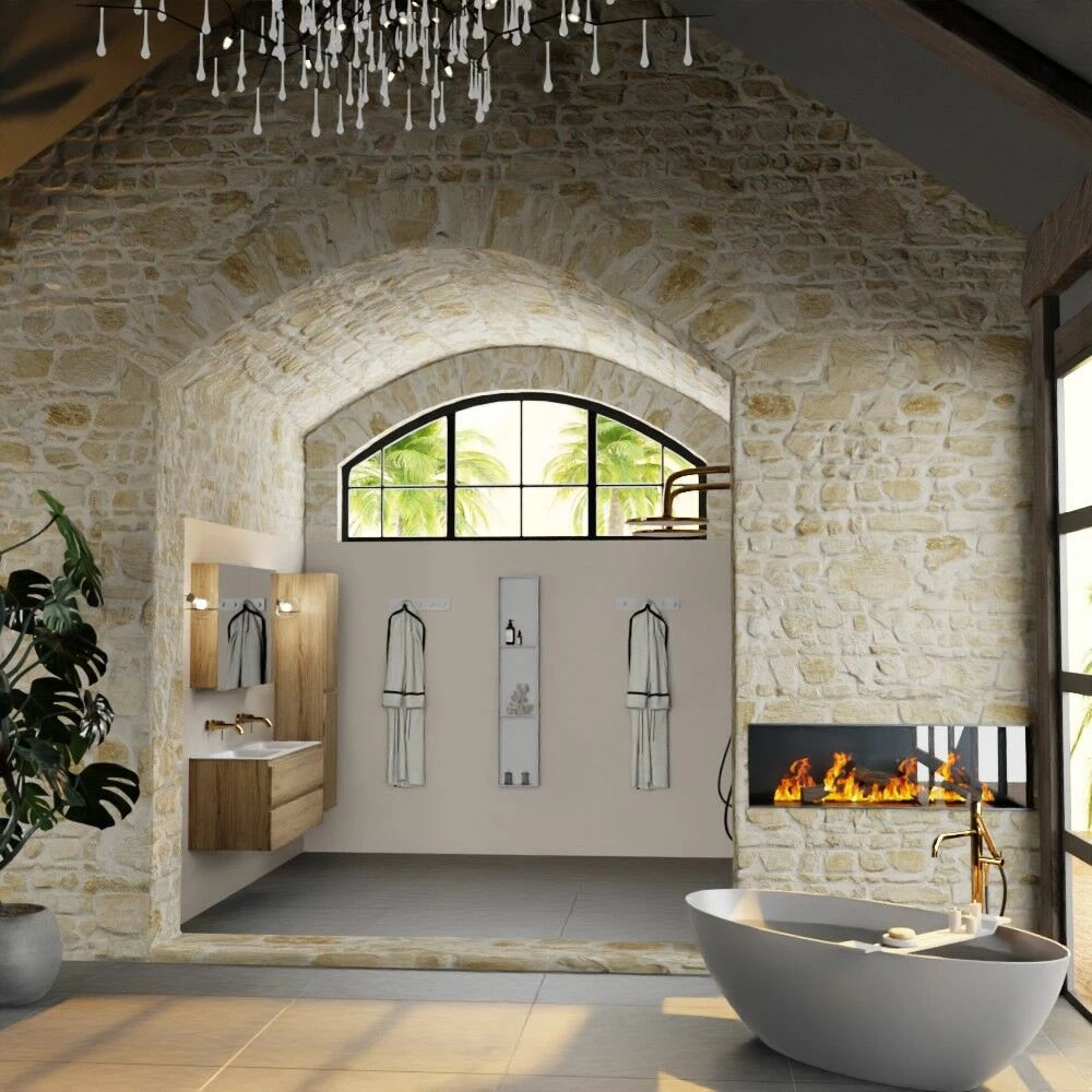 Mondiaz Aivy Badmeubel 120cm Chai Met Wastafel Solid Surface Talc Dubbel Zonder Kraangat En Spiegelkast - Afbeelding 4