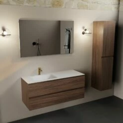 Mondiaz Aivy Badmeubel 120cm Mocha Met Wastafel Solid Surface Talc Links 1 Kraangat En Spiegel