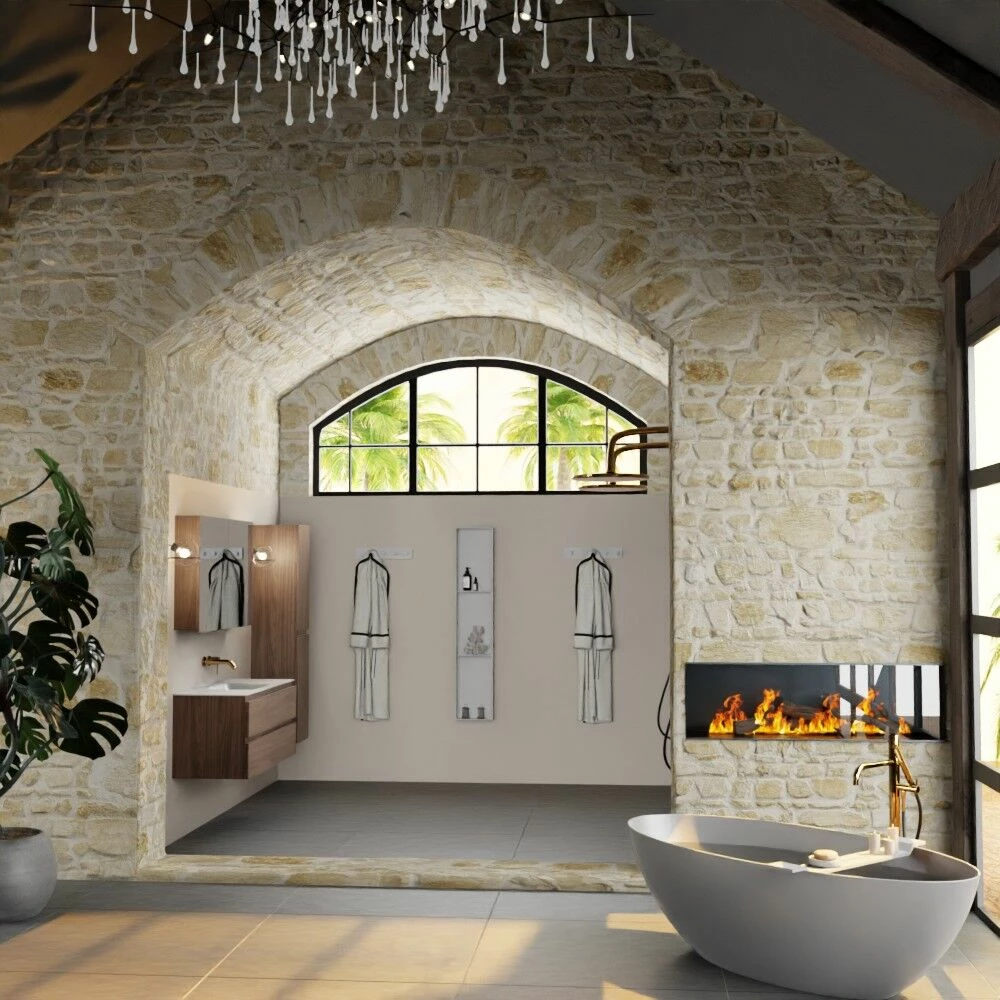 Mondiaz Aivy Badmeubel 120cm Mocha Met Wastafel Solid Surface Talc Midden Zonder Kraangat En Spiegelkast - Afbeelding 4