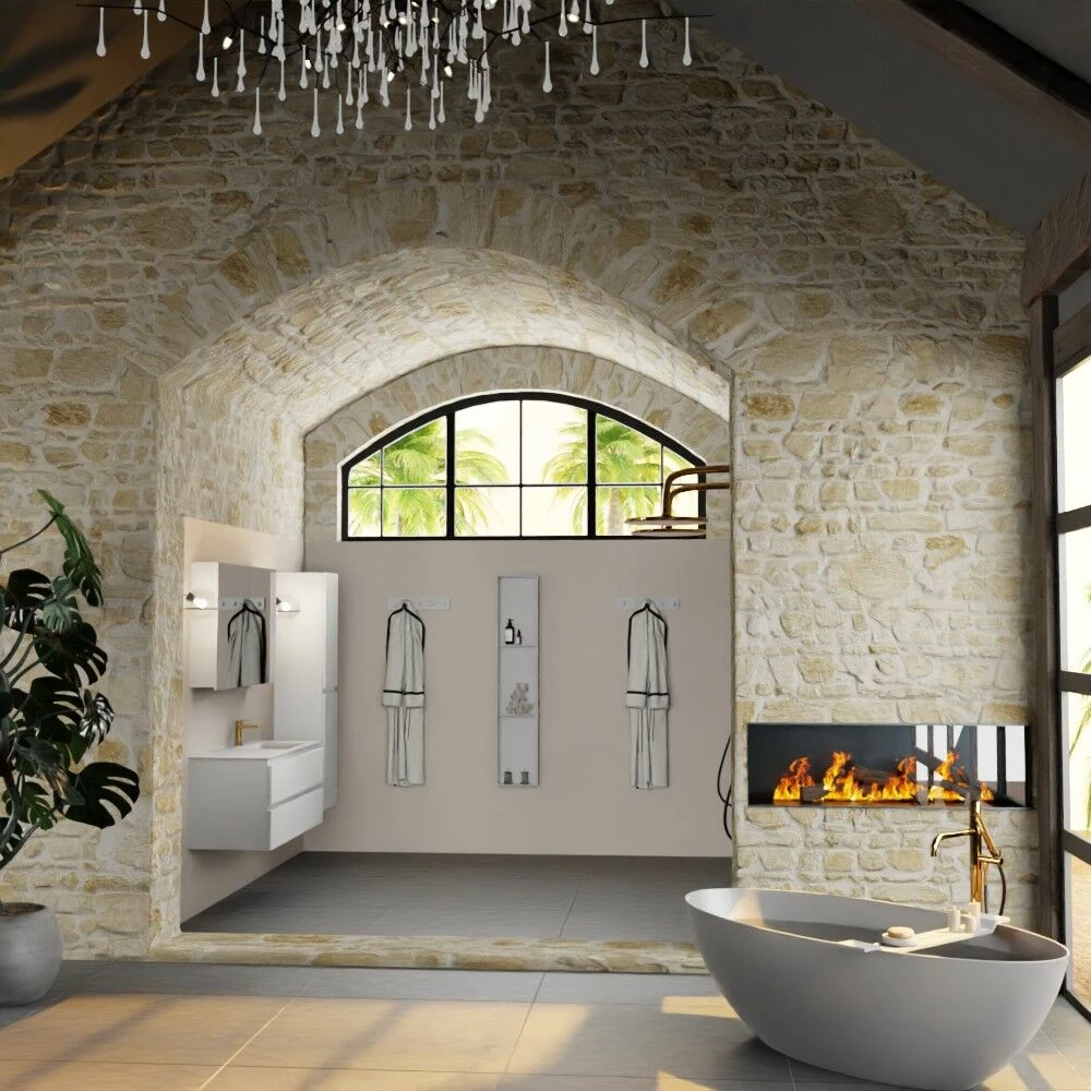 Mondiaz Aivy Badmeubel 120cm Talc Met Wastafel Solid Surface Talc Rechts 1 Kraangat En Spiegelkast - Afbeelding 4