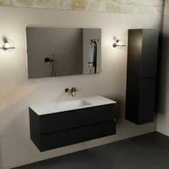 Mondiaz Aivy Badmeubel 120cm Urban Met Wastafel Solid Surface Talc Midden Zonder Kraangat En Spiegel