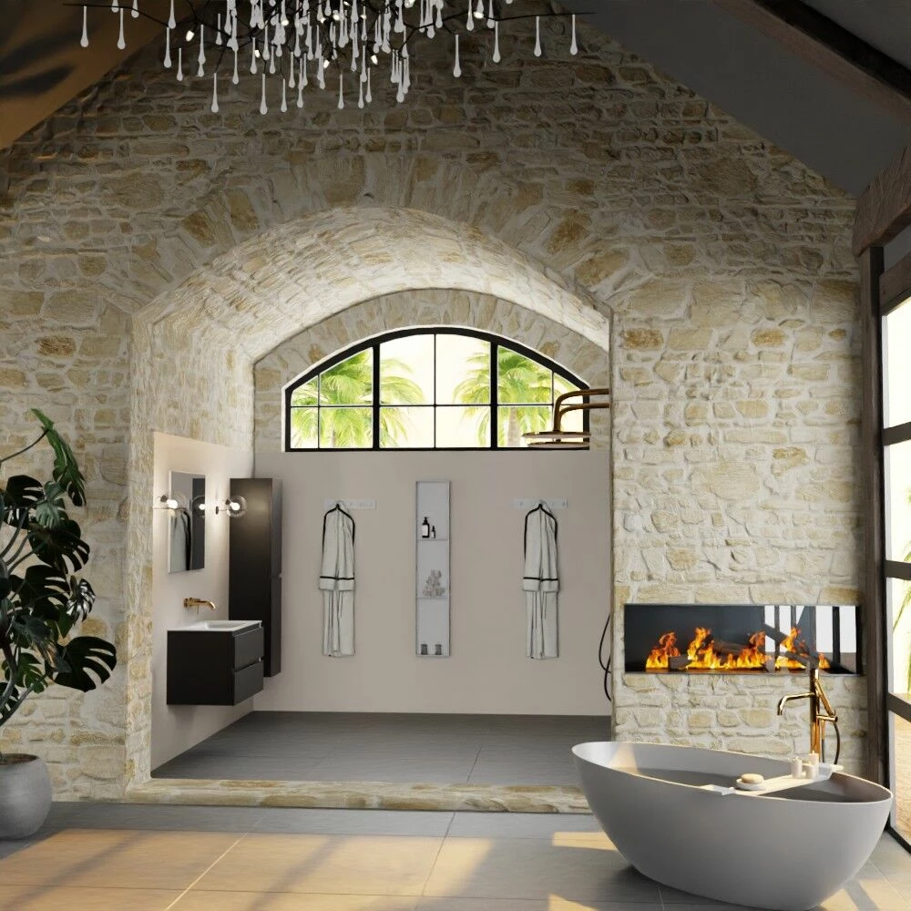 Mondiaz Aivy Badmeubel 80cm Urban Met Wastafel Solid Surface Talc Midden Zonder Kraangat En Spiegel - Afbeelding 4