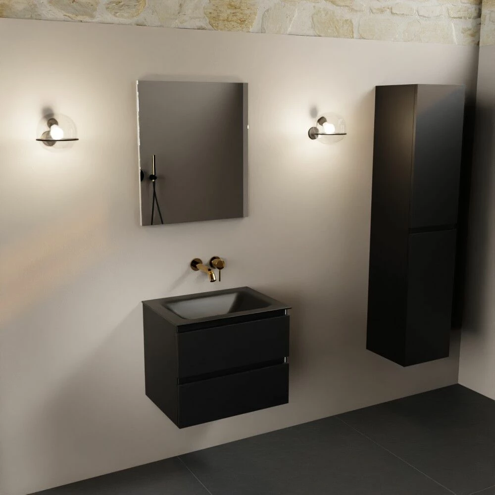 Mondiaz Aivy Badmeubel 60cm Urban Met Wastafel Solid Surface Urban Midden Zonder Kraangat En Spiegel