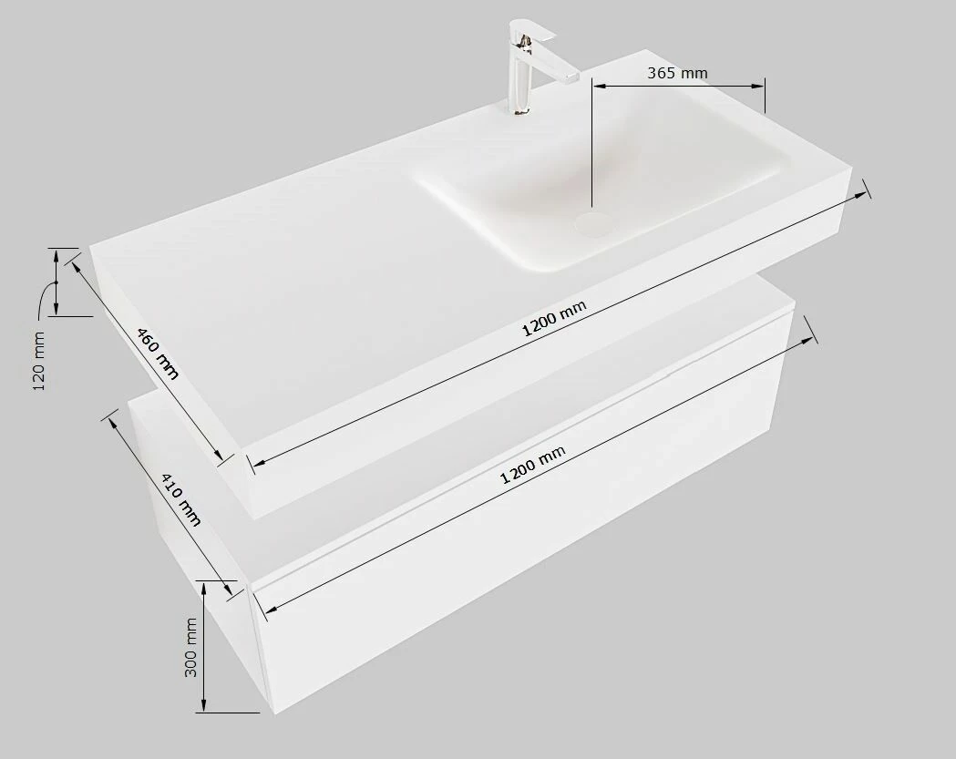 Mondiaz Alan DLux Badmeubel 120cm Rust 1 Lade Met Wastafel Glace Rechts Zonder Kraangat - Afbeelding 7