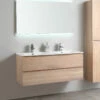 B-Stone Boston Badkamermeubel 120cm Eiken Met Witte Keramische Dubbele Wastafel