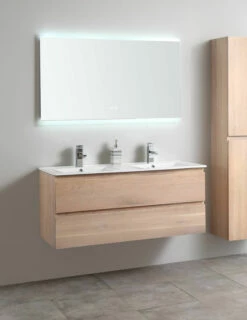 B-Stone Boston Badkamermeubel 120cm Eiken Met Witte Keramische Dubbele Wastafel