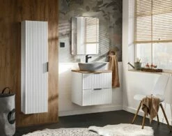 Comad Adele White Badkamermeubel 60cm Wit Mat Met Waskom En Toppaneel Eiken