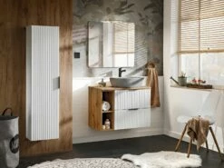 Comad Adele White Badkamermeubel 80cm Wit Mat Met 1 Waskom En Topblad Eiken