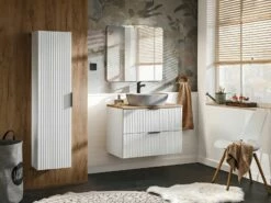 Comad Adele White Badkamermeubel 80cm Wit Mat Met Waskom En Toppaneel Eiken