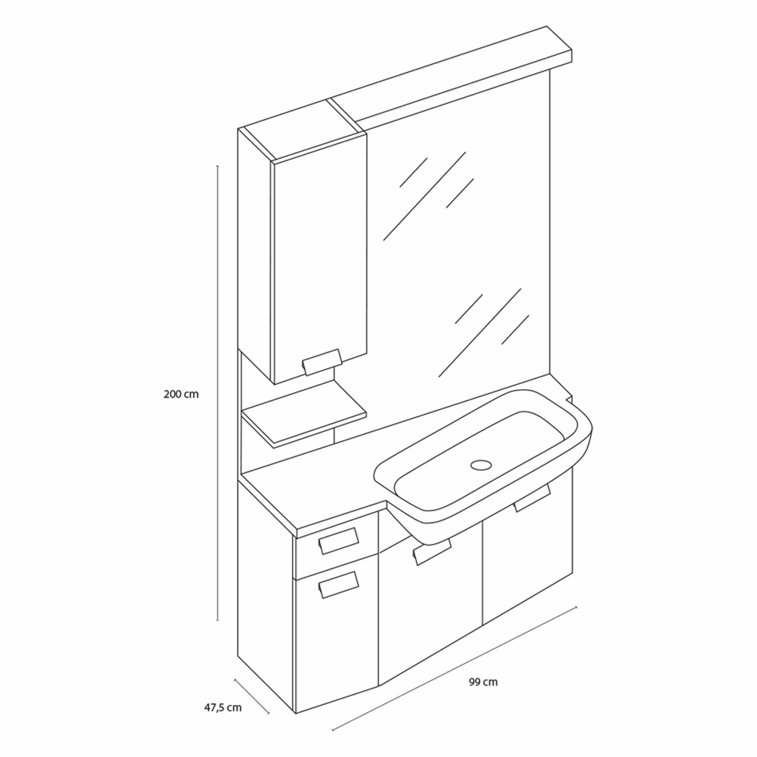 Differnz Fabulous Badmeubelset Rechts 100cm Wit - Afbeelding 3
