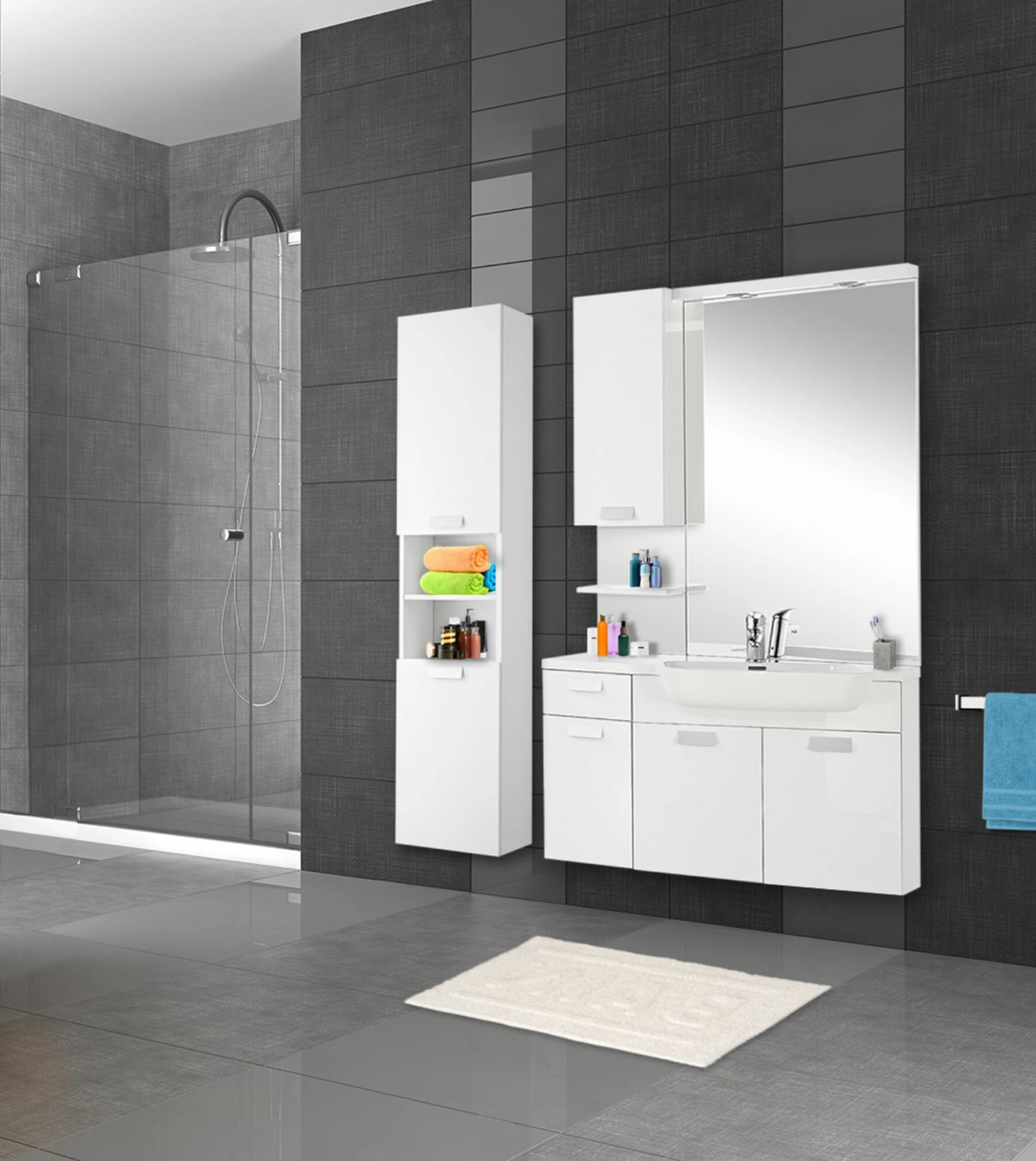 Differnz Fabulous Badmeubelset Rechts 100cm Wit - Afbeelding 2