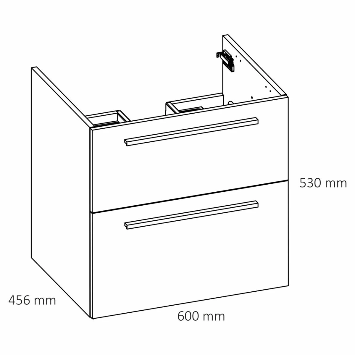 Differnz Fit Badmeubel 60cm Wit Mat Met Toppaneel Zwart Mat En Spiegelkast - Afbeelding 9