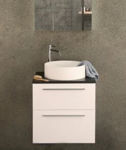 Differnz Fit Badmeubel 60cm Wit Mat Met Toppaneel Zwart Mat