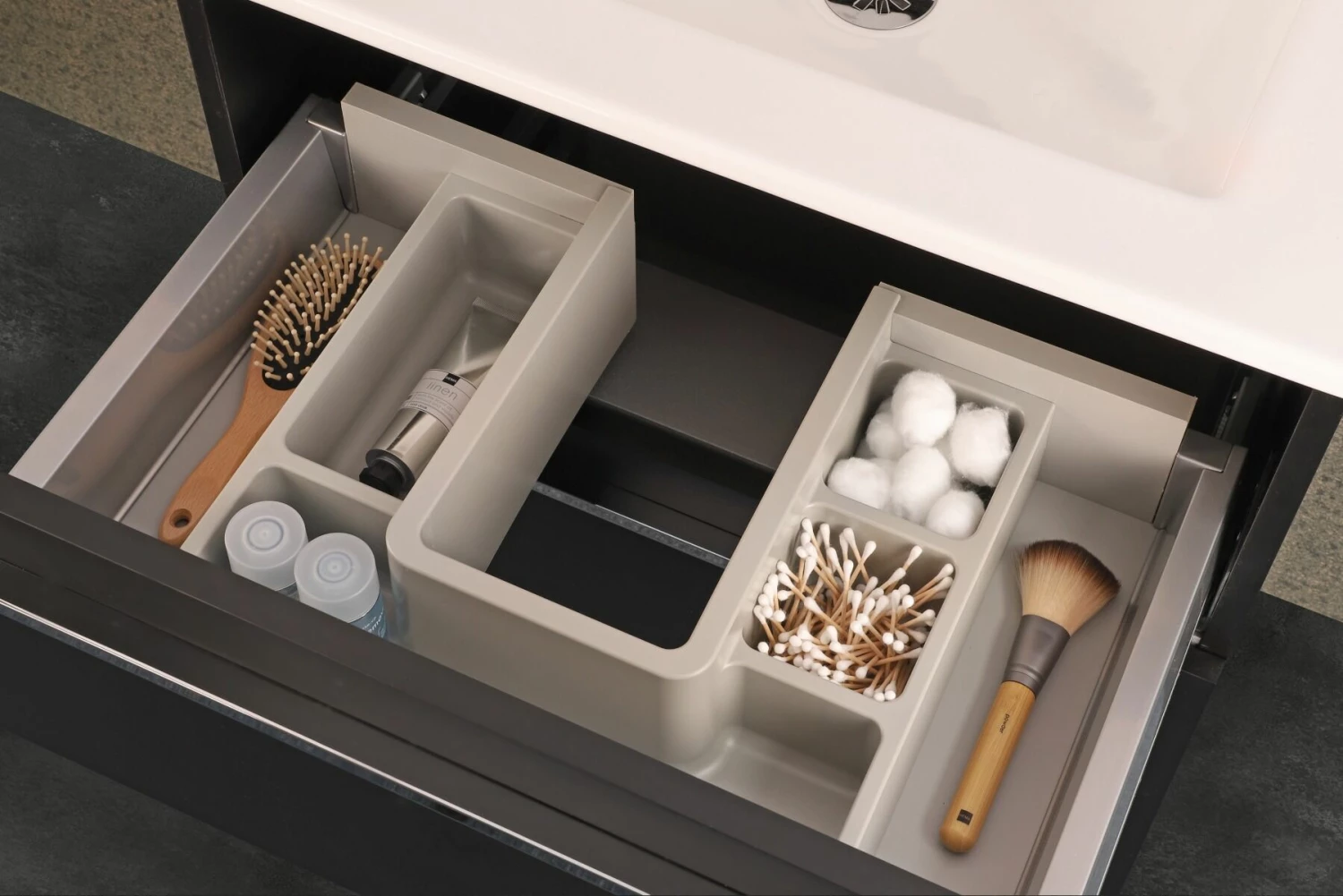 Differnz Fit Badmeubel 60cm Zwart Mat Met Toppaneel Zwart Mat En Spiegelkast - Afbeelding 8