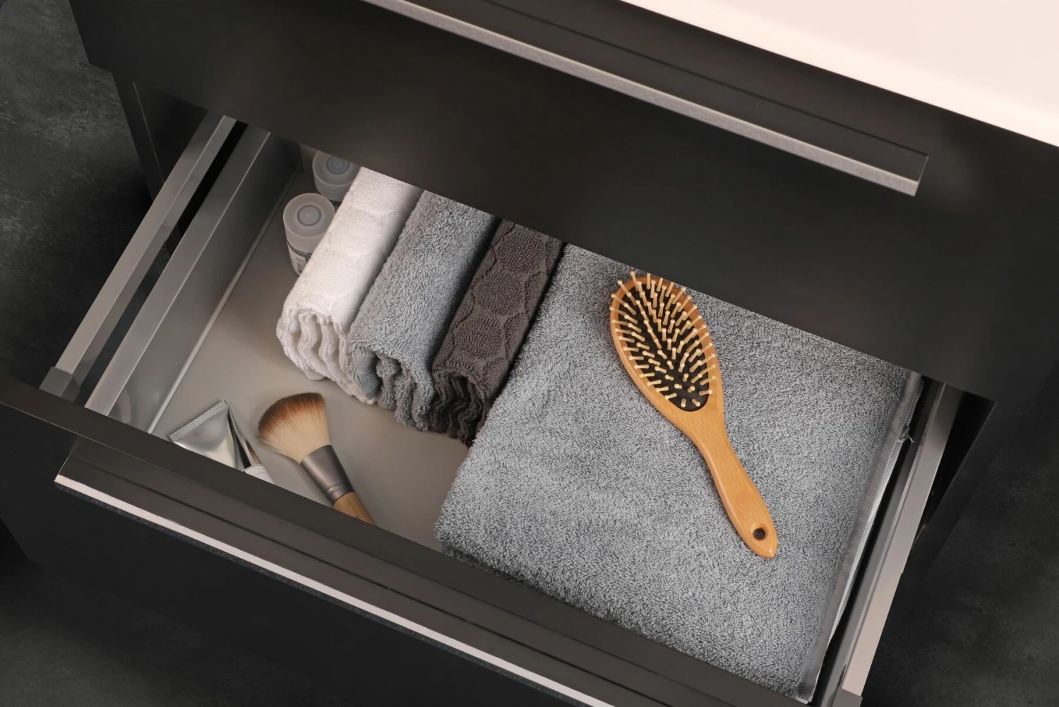 Differnz Fit Badmeubel 60cm Zwart Mat Met Toppaneel Zwart Mat En Spiegelkast - Afbeelding 9