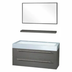 Differnz Force Badkamermeubel 100cm 2 Kraangaten Antraciet Met Spiegel En Planchet