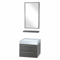 Differnz Force Badkamermeubel 58cm 1 Kraangat Antraciet Met Spiegel En Planchet