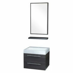 Differnz Force Badkamermeubel 58cm 1 Kraangat Grijs Eiken Met Spiegel En Planchet