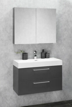 Differnz Somero Badmeubelset 80cm/spiegelkast Antraciet