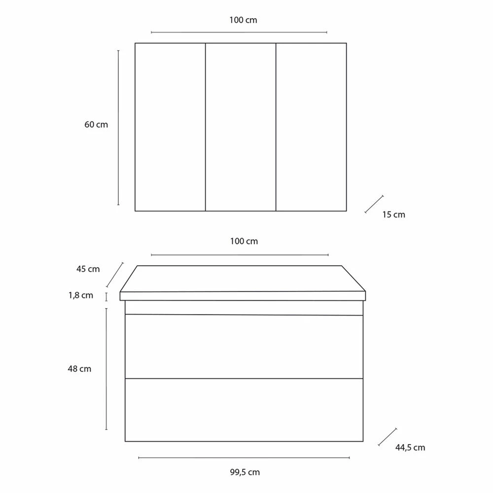 Differnz Style Meubelset 100cm Links Wit - Afbeelding 2