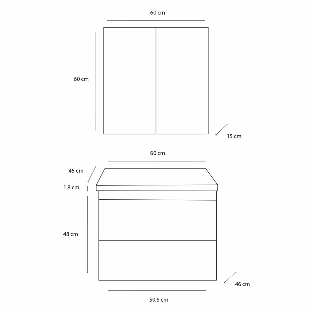 Differnz Style Meubelset 60cm Grijs Eiken - Afbeelding 3