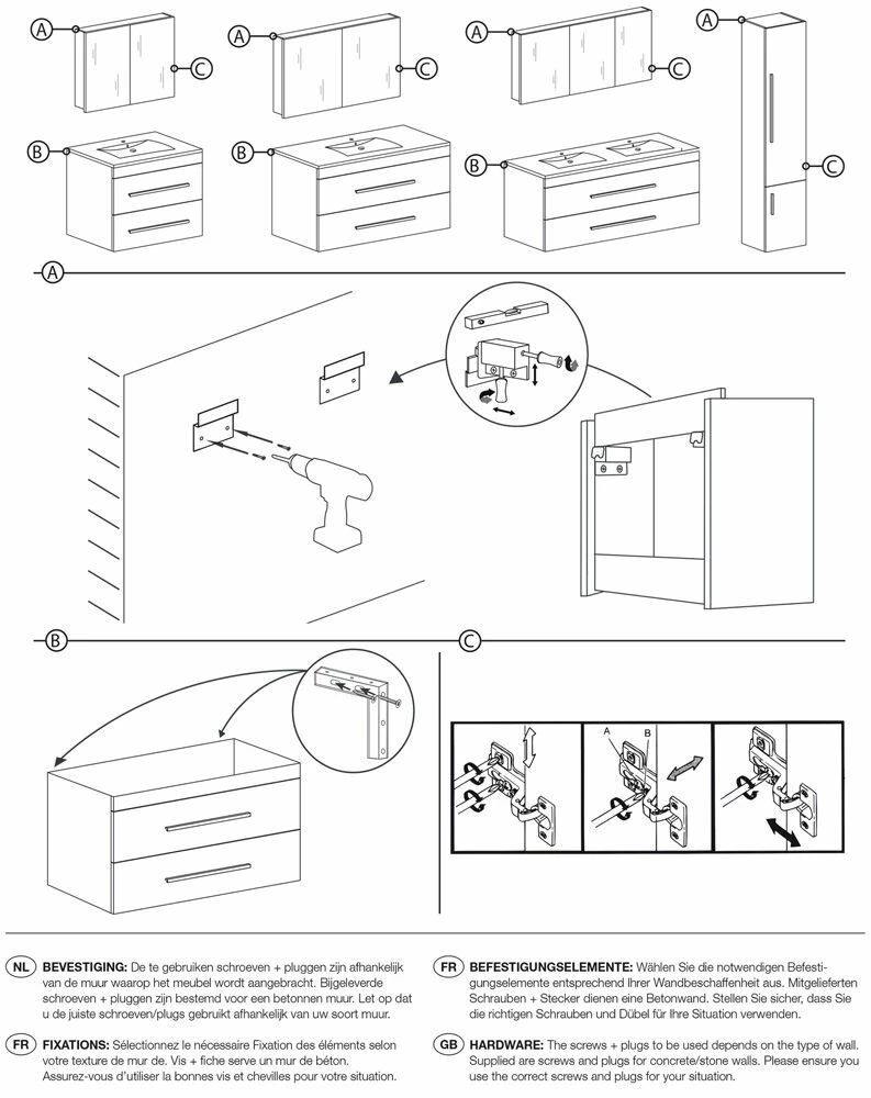 Differnz Style Meubelset 90cm Grijs Eiken - Afbeelding 3