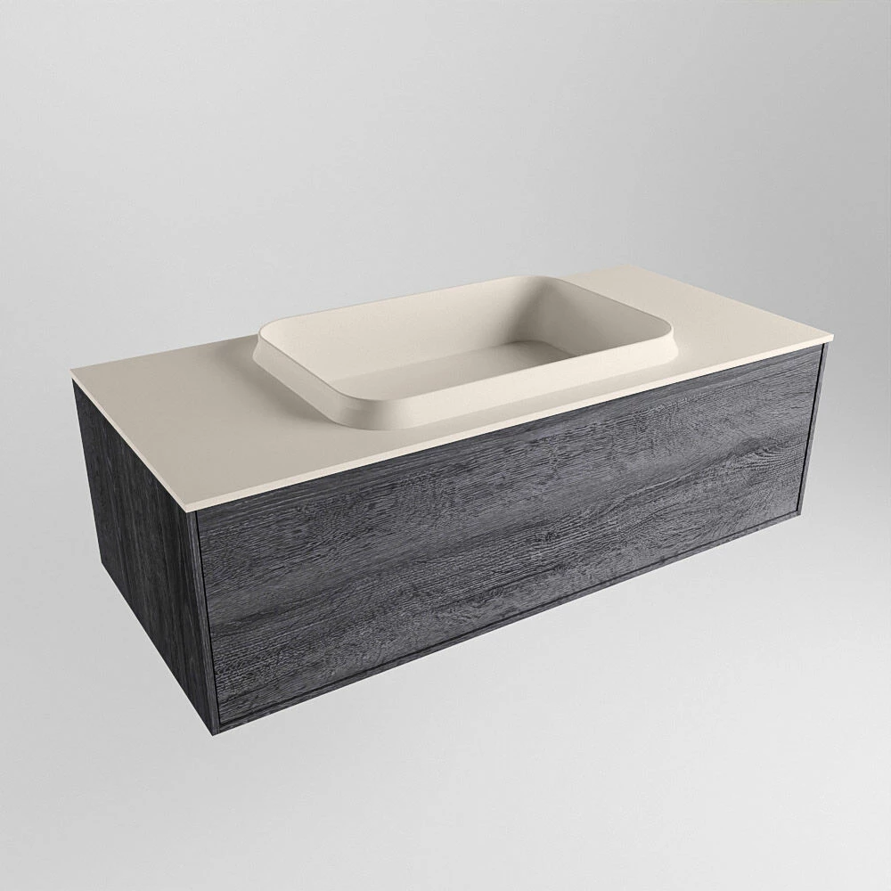 Mondiaz Erin 100cm Badmeubel Antracite Met 1 Lade En Beige Wastafel Midden 1 Kraangat - Afbeelding 4