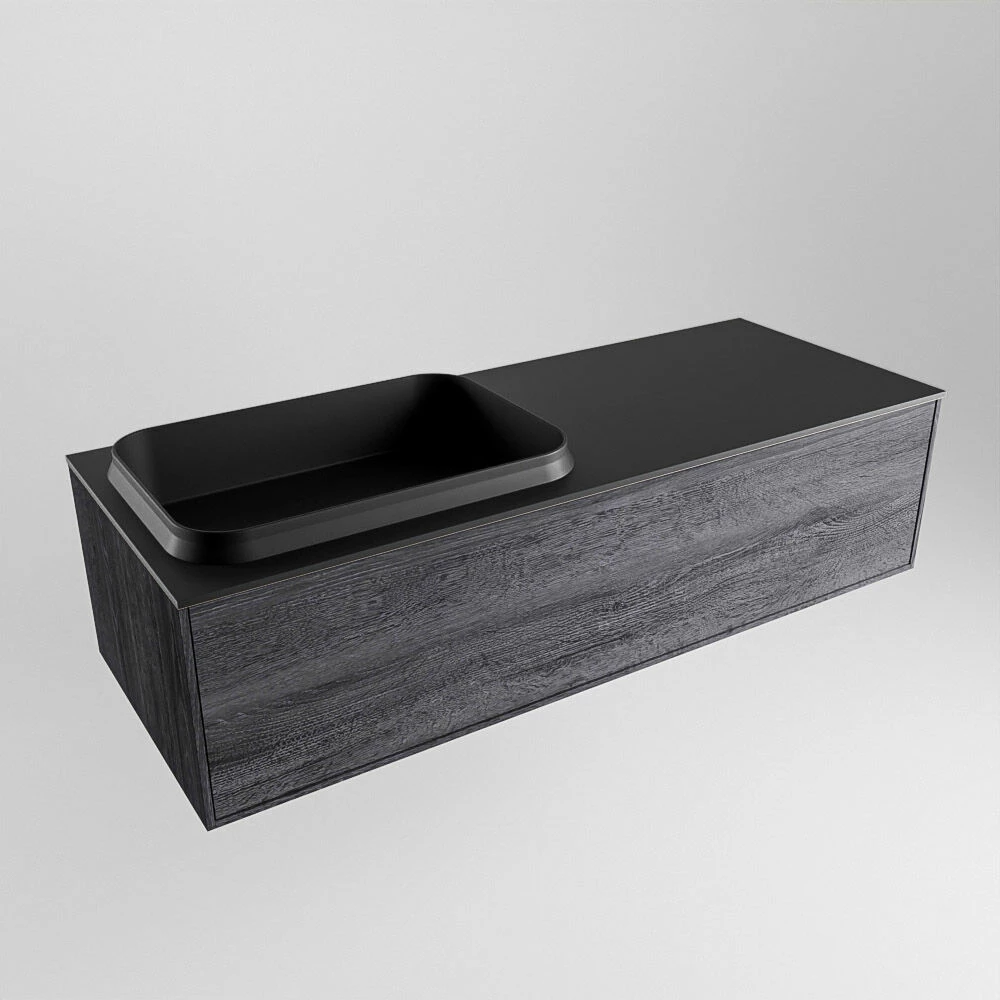 Mondiaz Erin 120cm Badmeubel Antracite Met 1 Lade En Zwarte Wastafel Links Zonder Kraangaten - Afbeelding 4