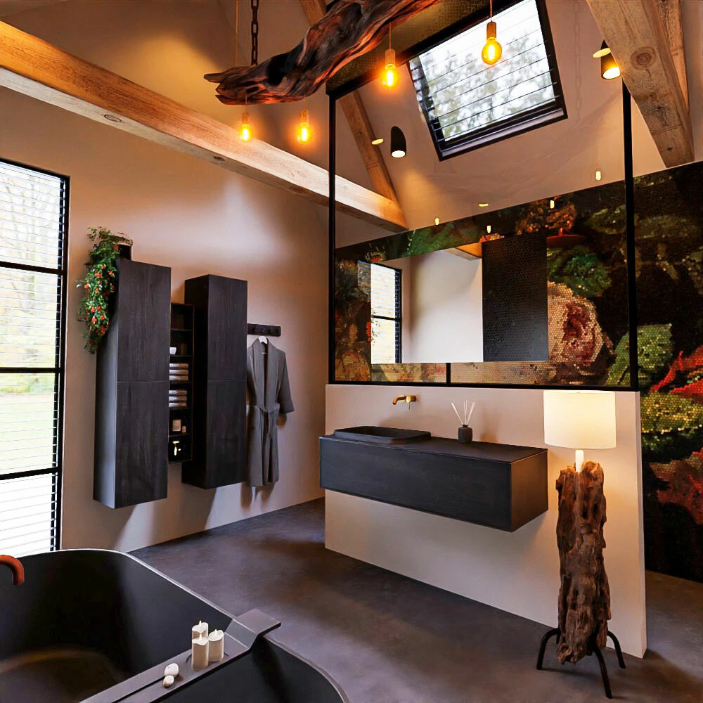 Mondiaz Erin 120cm Badmeubel Antracite Met 1 Lade En Zwarte Wastafel Links Zonder Kraangaten - Afbeelding 3