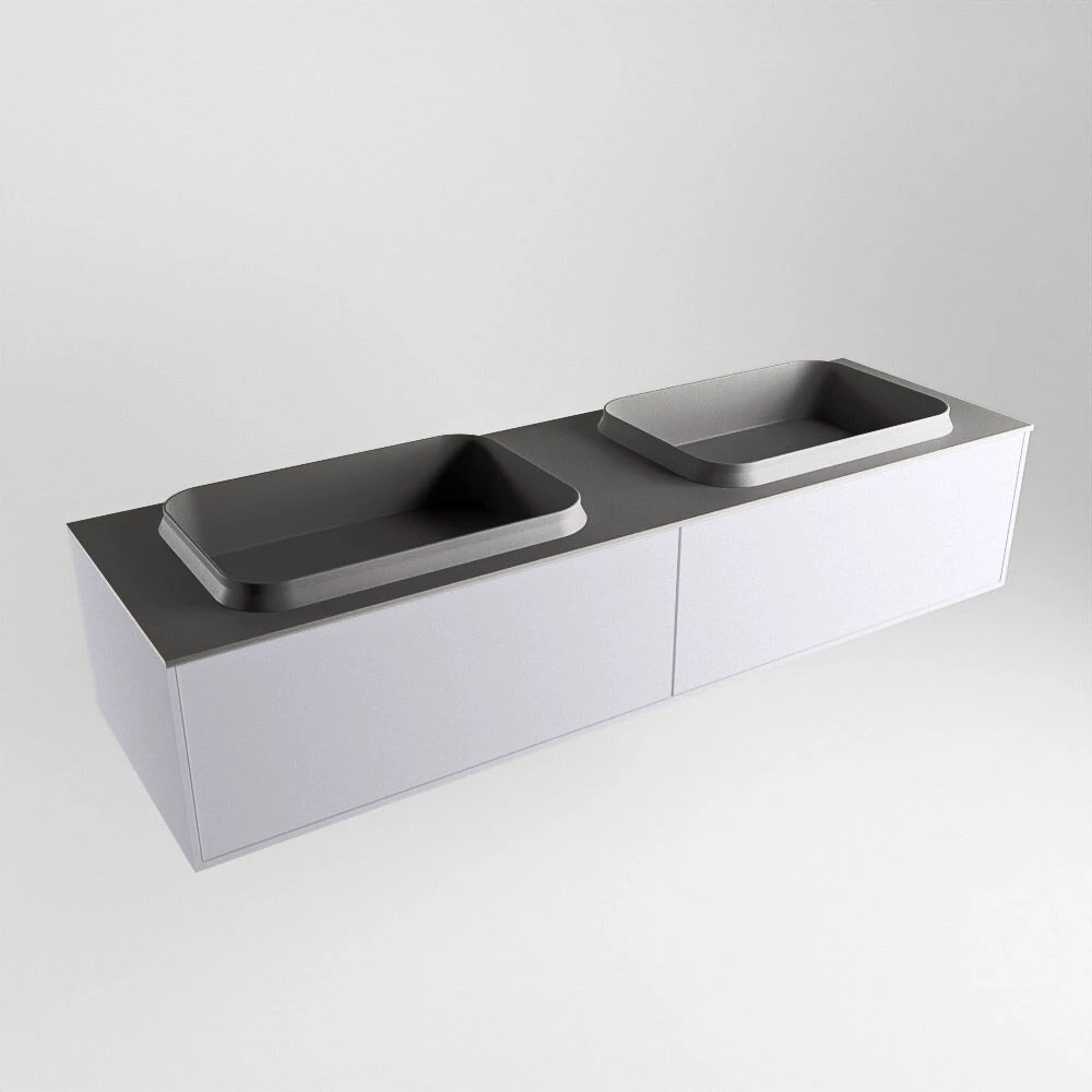 Mondiaz Erin 150cm Badmeubel Cale Met 2 Lades En Donkergrijze Wastafel Dubbel Zonder Kraangaten - Afbeelding 4